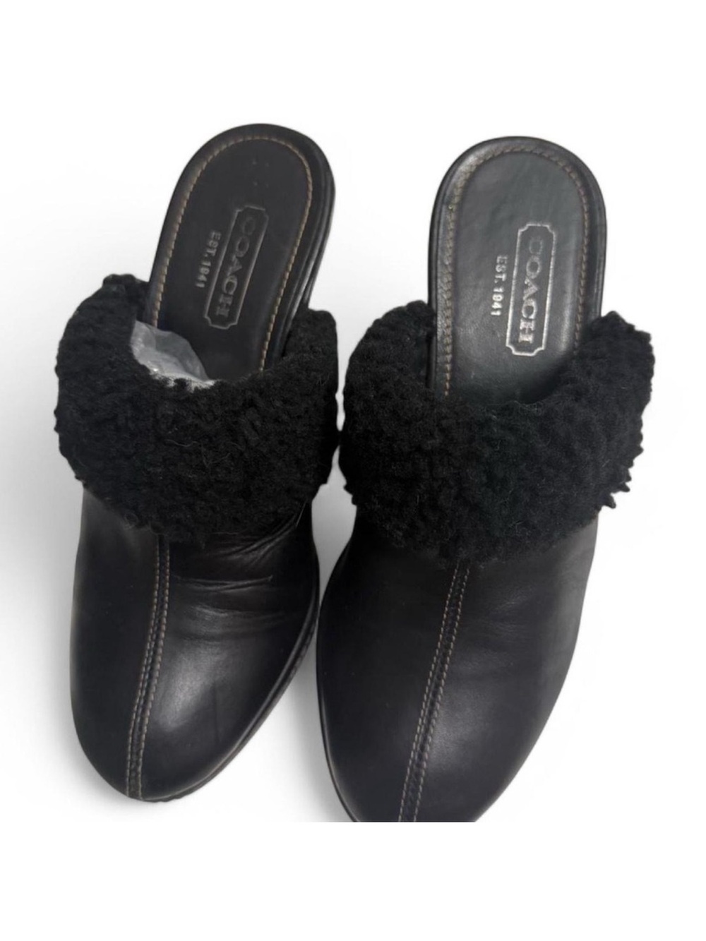 Vintage Coach Kacie Leather Mules Black Leather High Heel Mules Size 6.5